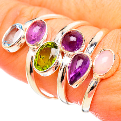 Peridot, Amethyst, Ethiopian Opal Rings handcrafted by Ana Silver Co - RING115018