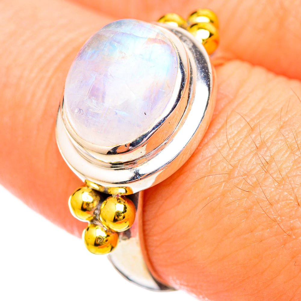 Rainbow Moonstone Rings handcrafted by Ana Silver Co - RING115042