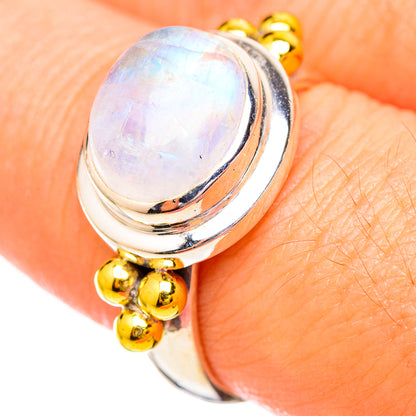 Rainbow Moonstone Rings handcrafted by Ana Silver Co - RING115042