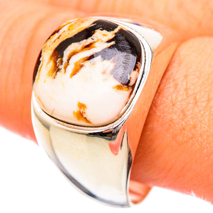 Sterling silver ring with oval peanut wood jasper in bezel setting
