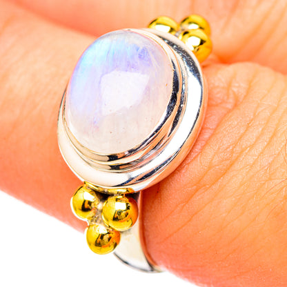 Rainbow Moonstone Rings handcrafted by Ana Silver Co - RING115068