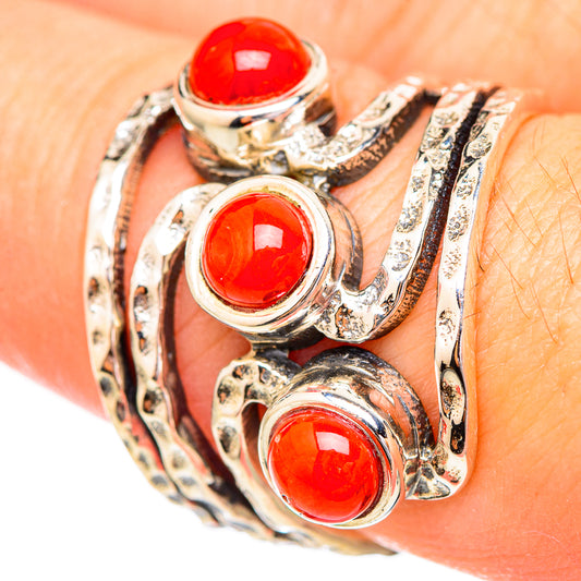 Red Coral Rings handcrafted by Ana Silver Co - RING115086