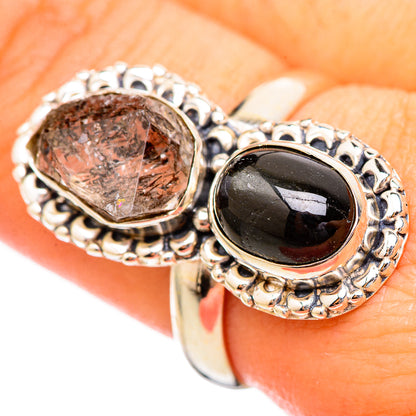 Herkimer Diamond, Black Onyx Rings handcrafted by Ana Silver Co - RING115092