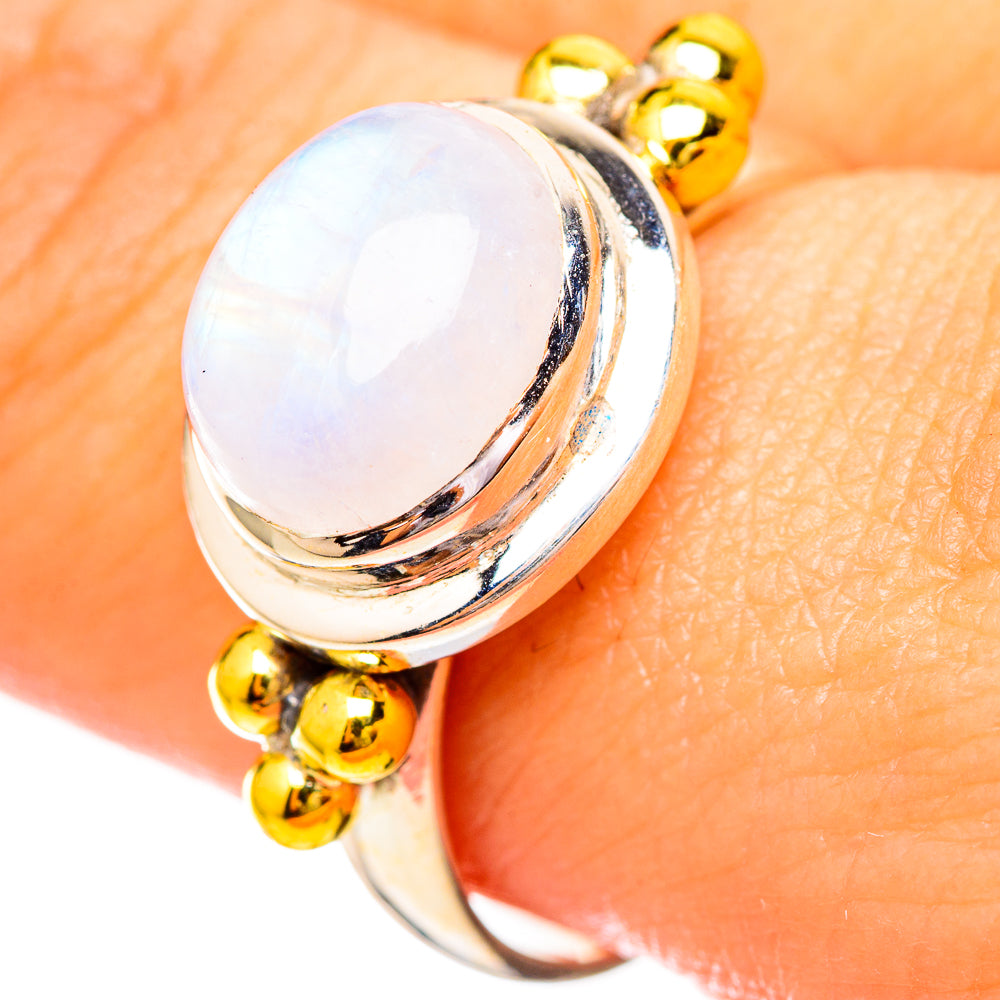 Rainbow Moonstone Rings handcrafted by Ana Silver Co - RING115094