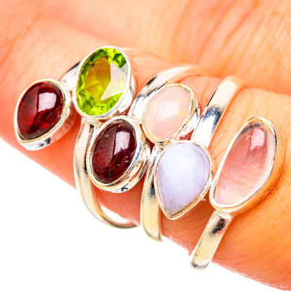Ethiopian Opal, Garnet, Peridot Rings handcrafted by Ana Silver Co - RING115096