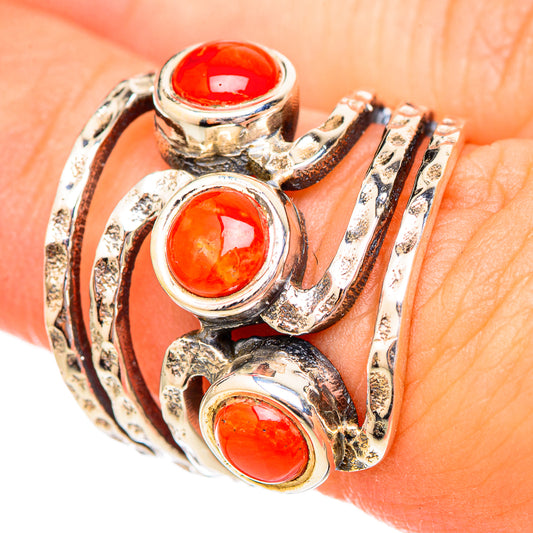 Red Coral Rings handcrafted by Ana Silver Co - RING115110