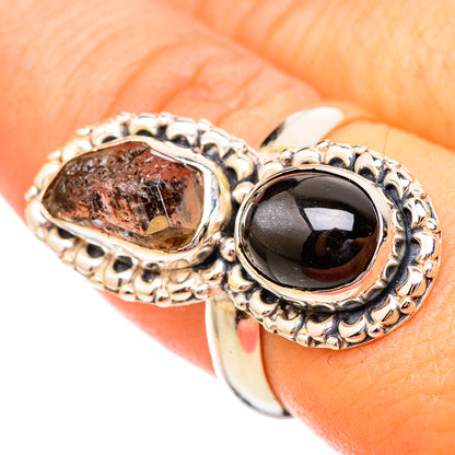 Black Onyx, Herkimer Diamond Rings handcrafted by Ana Silver Co - RING115113