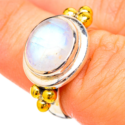 Rainbow Moonstone Rings handcrafted by Ana Silver Co - RING115115