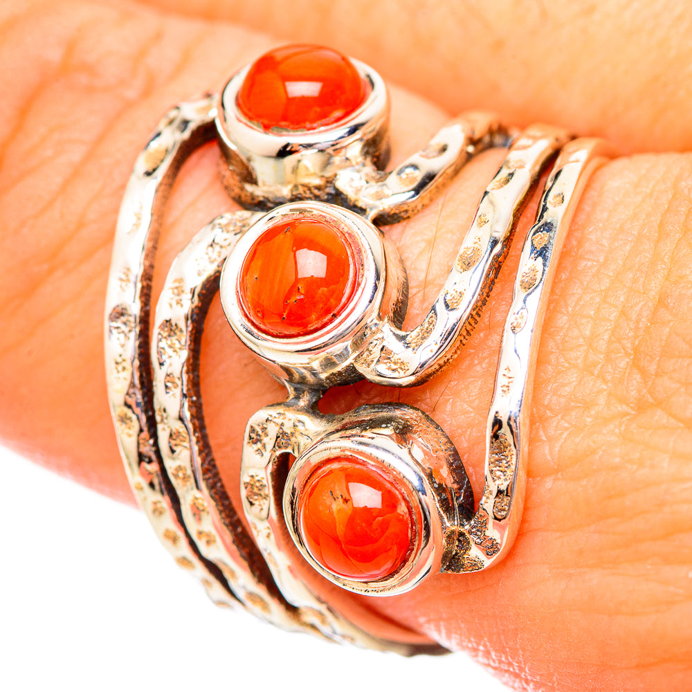 Red Coral Rings handcrafted by Ana Silver Co - RING115130
