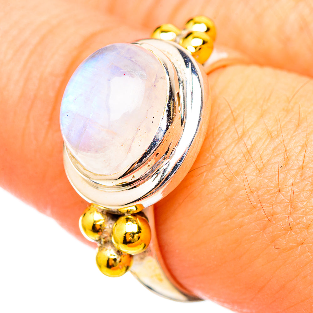 Rainbow Moonstone Rings handcrafted by Ana Silver Co - RING115136