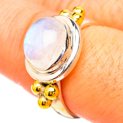 Rainbow Moonstone Rings handcrafted by Ana Silver Co - RING115136