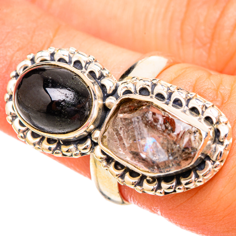 Herkimer Diamond, Black Onyx Rings handcrafted by Ana Silver Co - RING115158