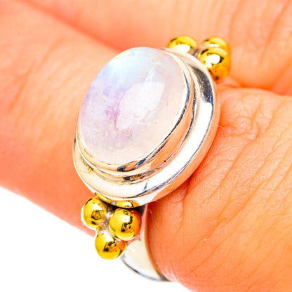 Rainbow Moonstone Rings handcrafted by Ana Silver Co - RING115160