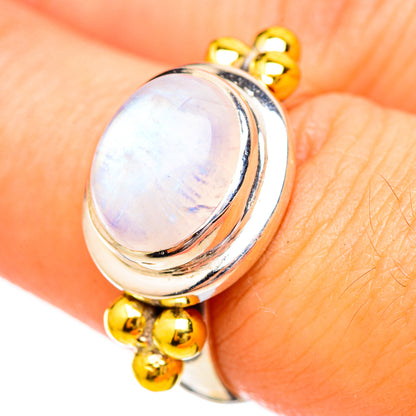 Rainbow Moonstone Rings handcrafted by Ana Silver Co - RING115183
