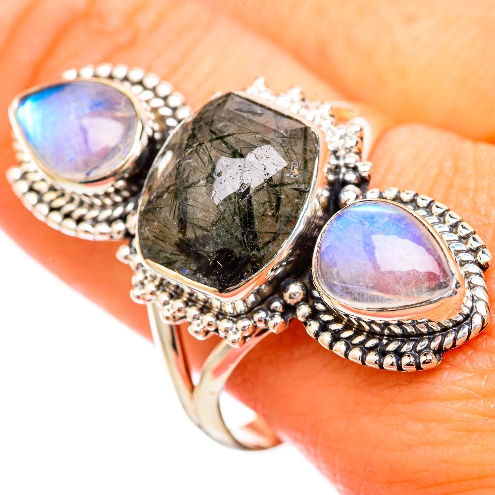 Tourmalinated Quartz, Ethiopian Opal Rings handcrafted by Ana Silver Co - RING115202