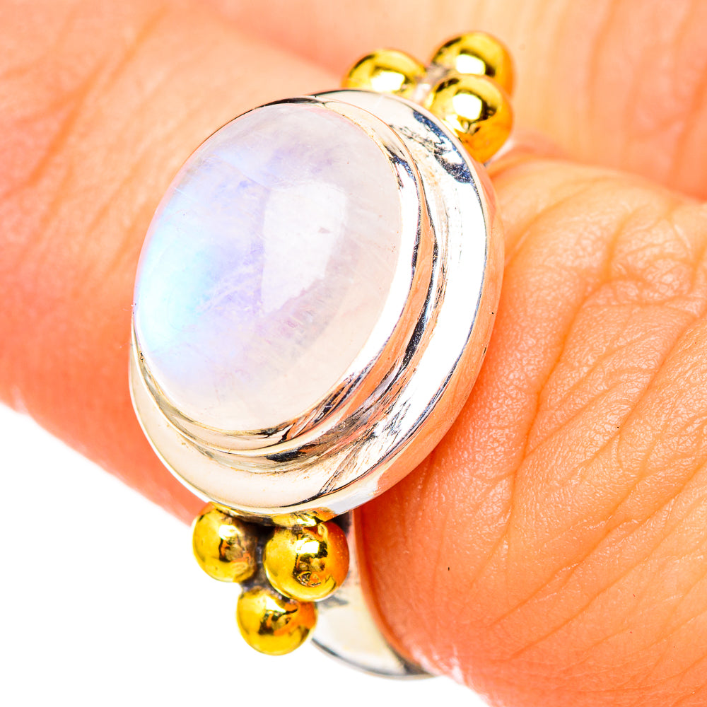 Rainbow Moonstone Rings handcrafted by Ana Silver Co - RING115204