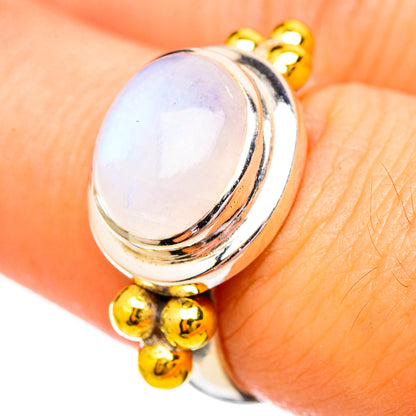 Rainbow Moonstone Rings handcrafted by Ana Silver Co - RING115225