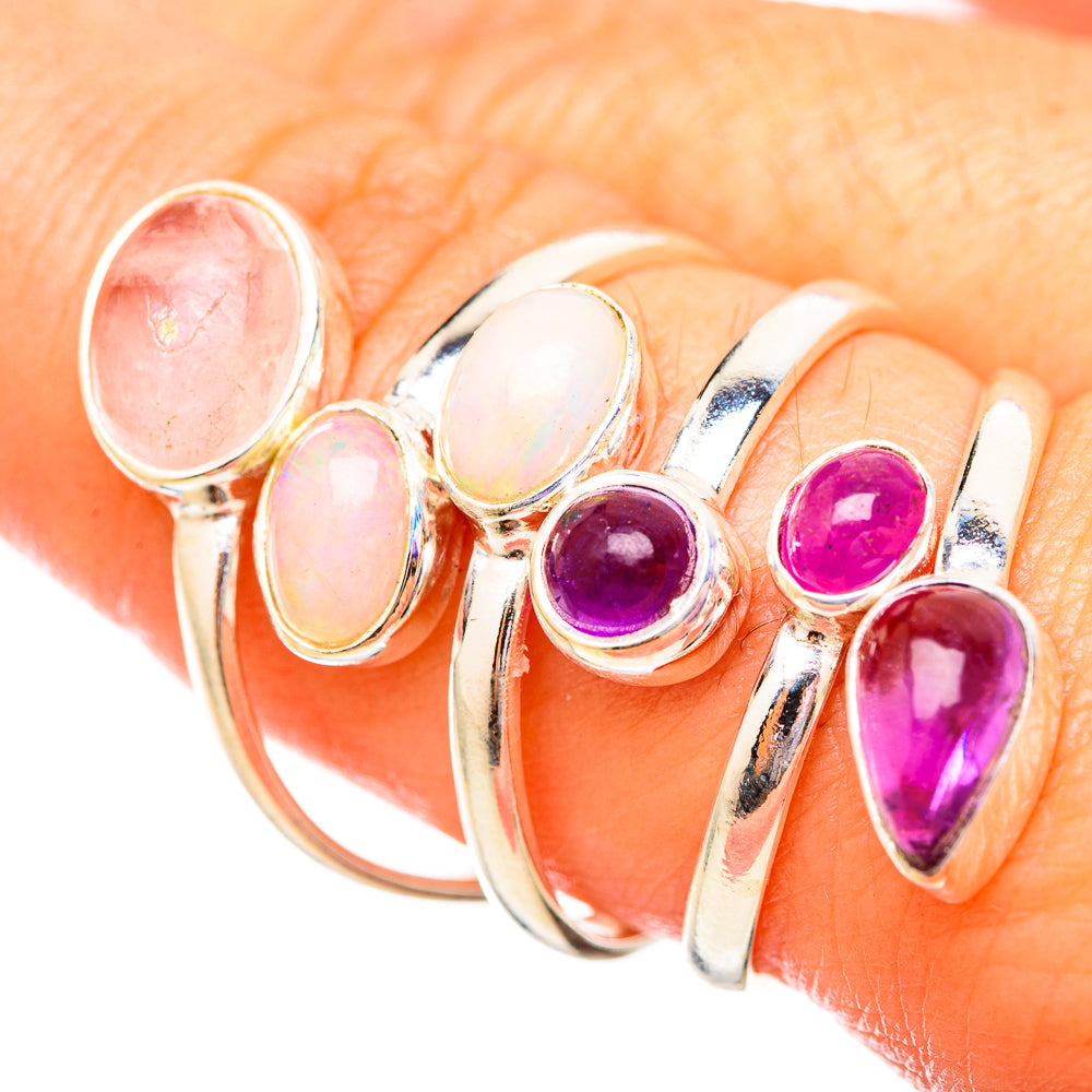 Rose Quartz, Amethyst Rings handcrafted by Ana Silver Co - RING115267
