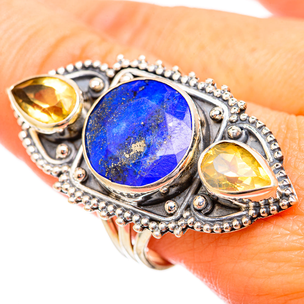 Lapis Lazuli, Citrine Rings handcrafted by Ana Silver Co - RING115272