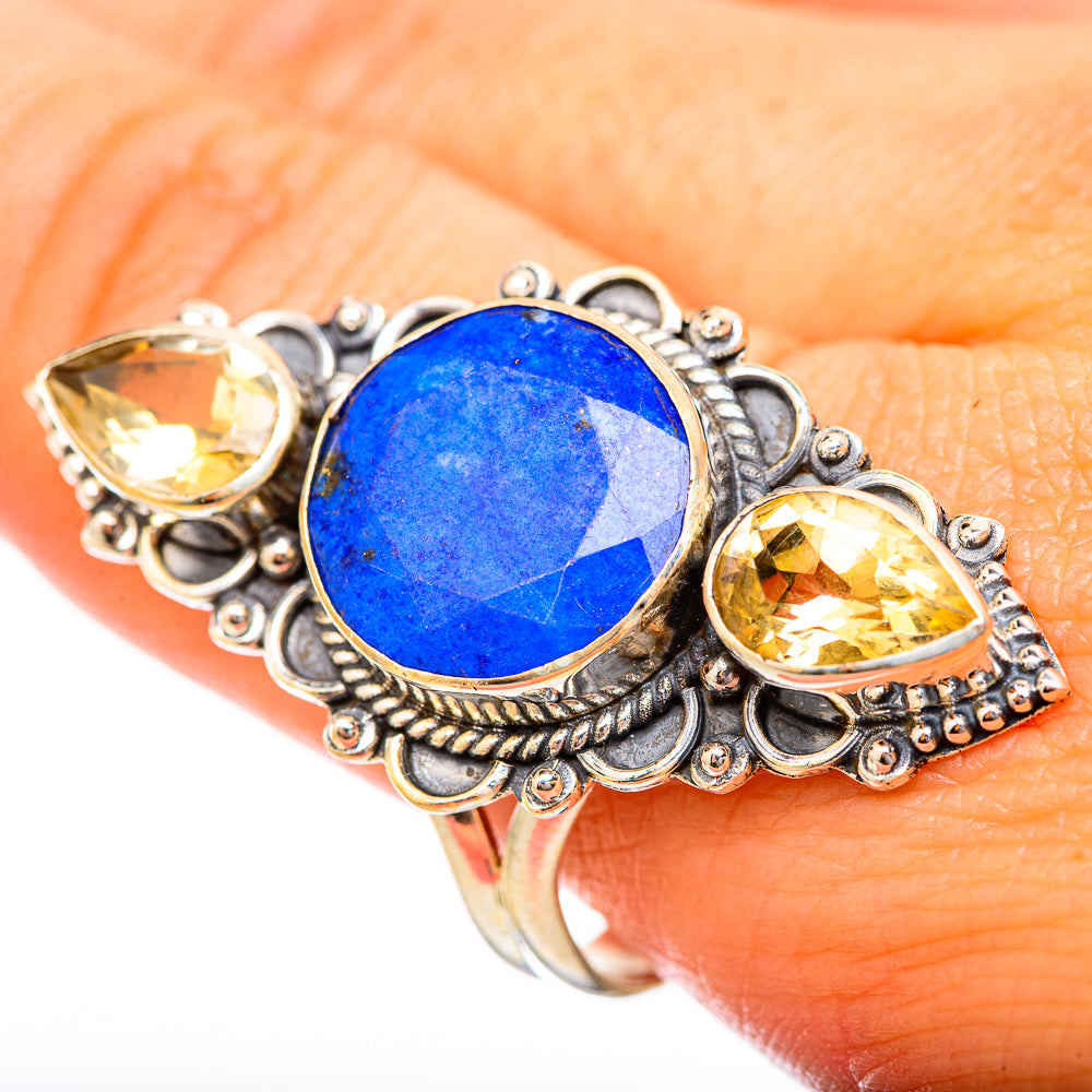 Lapis Lazuli, Citrine Rings handcrafted by Ana Silver Co - RING115273