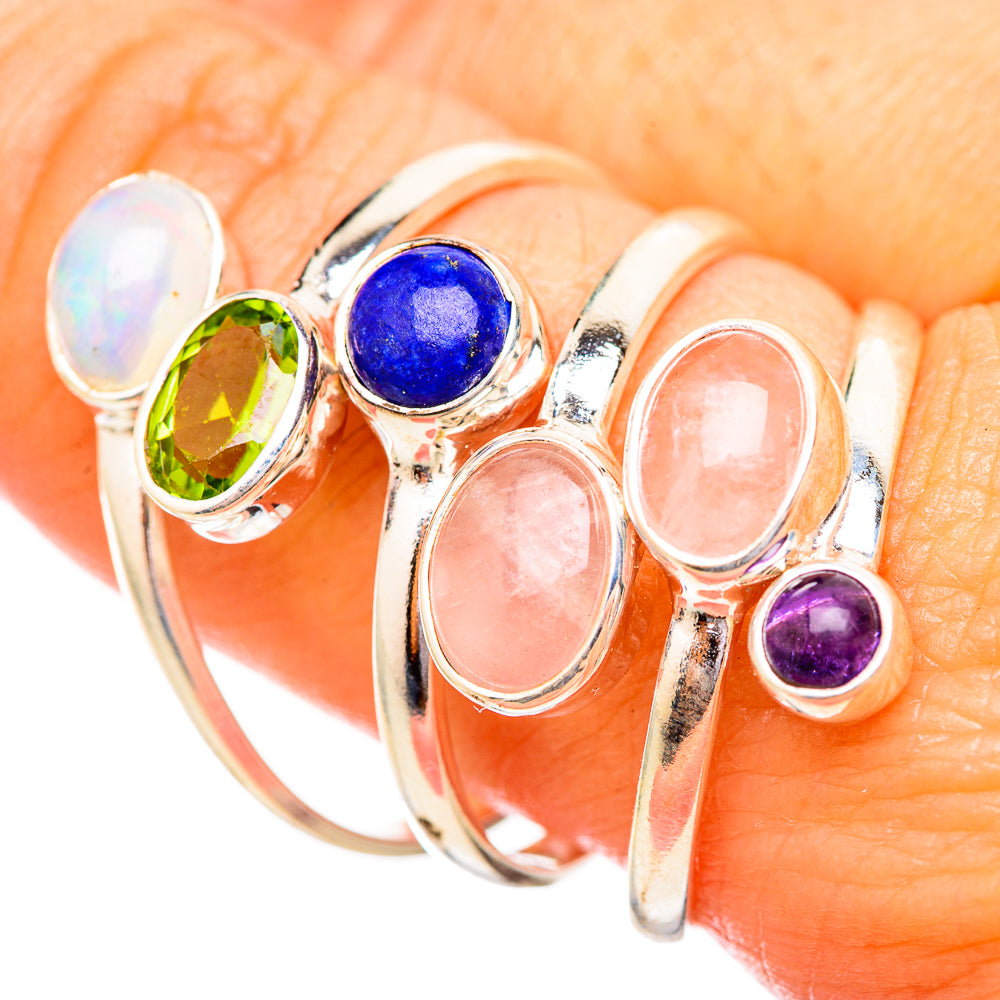 Rose Quartz, Lapis Lazuli, Peridot, Amethyst Rings handcrafted by Ana Silver Co - RING115278