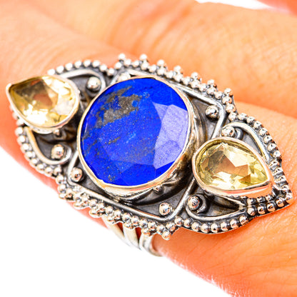 Lapis Lazuli, Citrine Rings handcrafted by Ana Silver Co - RING115283