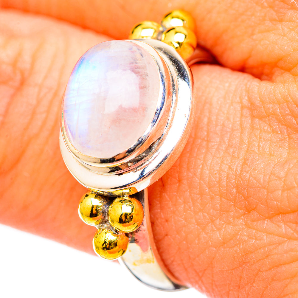 Rainbow Moonstone Rings handcrafted by Ana Silver Co - RING115316