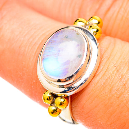 Rainbow Moonstone Rings handcrafted by Ana Silver Co - RING115345