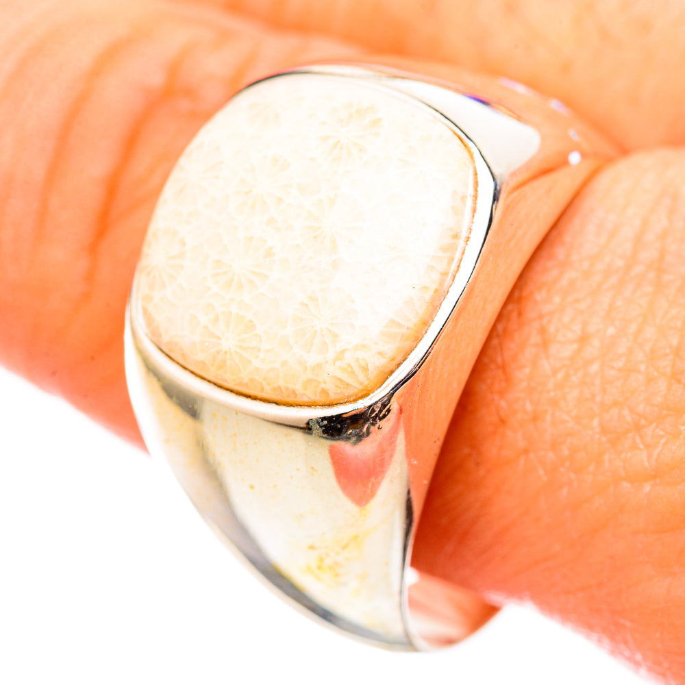 Fossil Coral Rings handcrafted by Ana Silver Co - RING115358