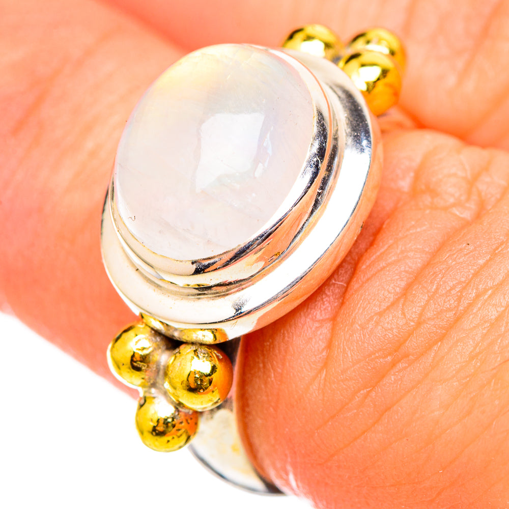 Rainbow Moonstone Rings handcrafted by Ana Silver Co - RING115371