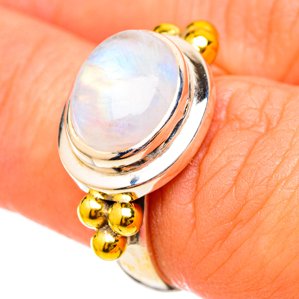 Rainbow Moonstone Rings handcrafted by Ana Silver Co - RING115398