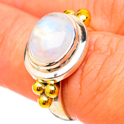Rainbow Moonstone Rings handcrafted by Ana Silver Co - RING115398