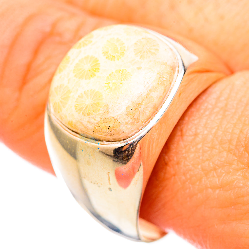 Fossil Coral Rings handcrafted by Ana Silver Co - RING115413