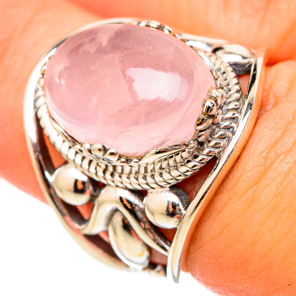 Rose Quartz Rings handcrafted by Ana Silver Co - RING115415