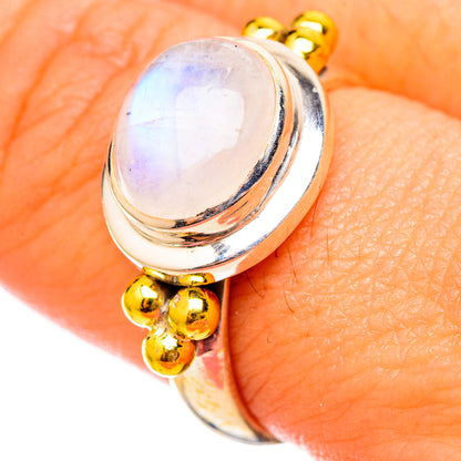 Rainbow Moonstone Rings handcrafted by Ana Silver Co - RING115447