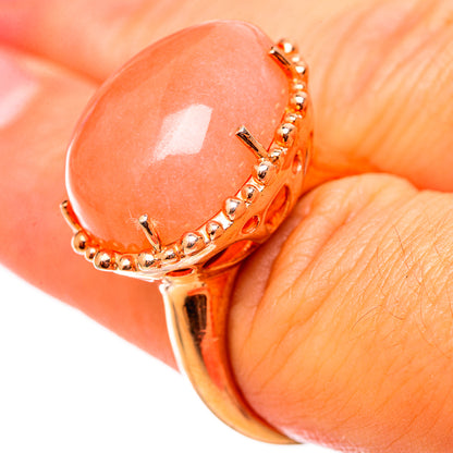 Peach Moonstone Rings handcrafted by Ana Silver Co - RING115459