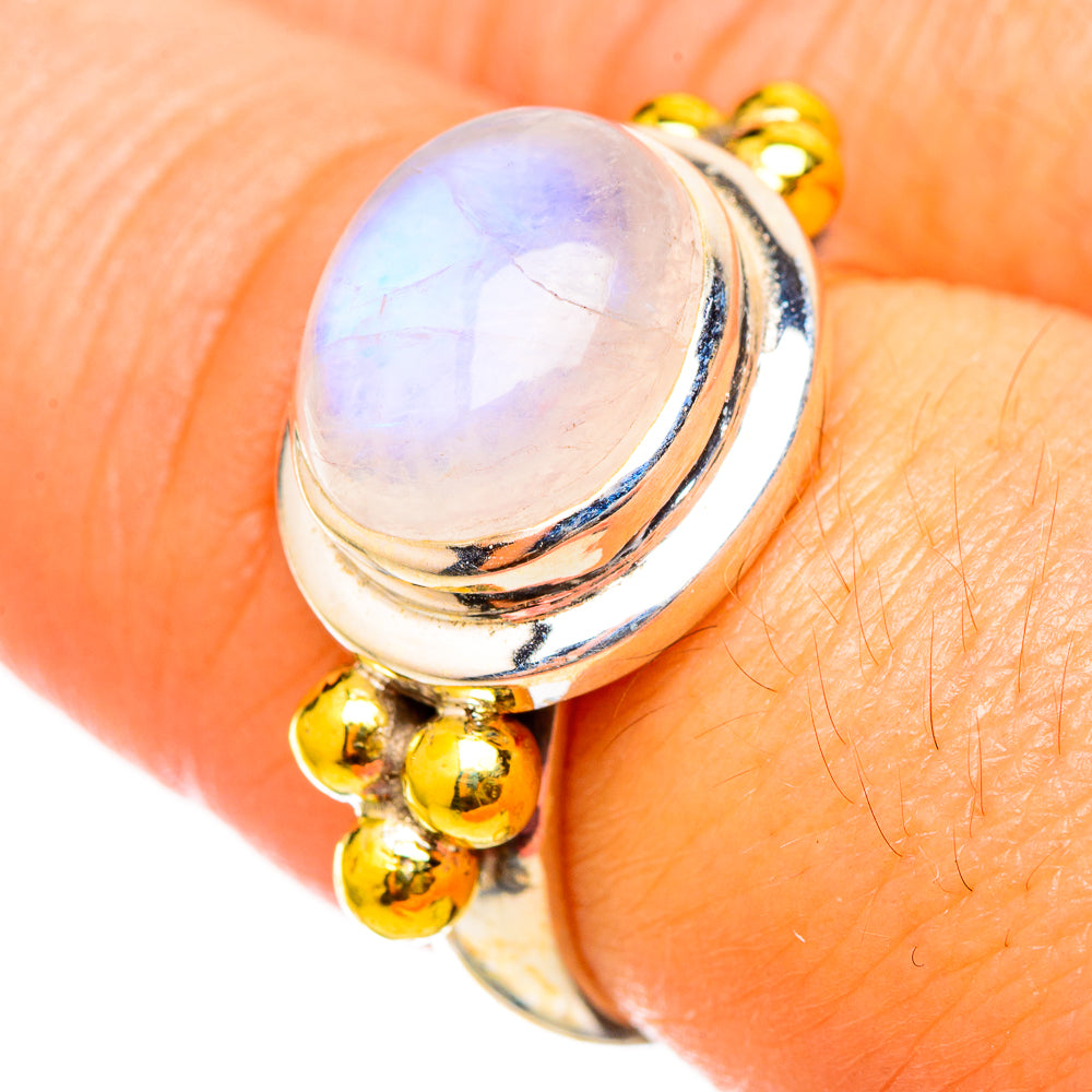 Rainbow Moonstone Rings handcrafted by Ana Silver Co - RING115466