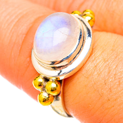 Rainbow Moonstone Rings handcrafted by Ana Silver Co - RING115466