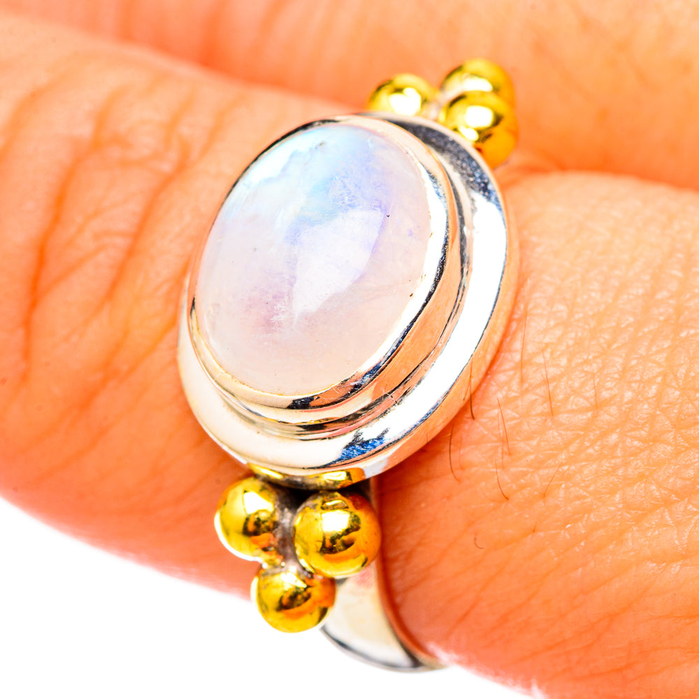 Rainbow Moonstone Rings handcrafted by Ana Silver Co - RING115484