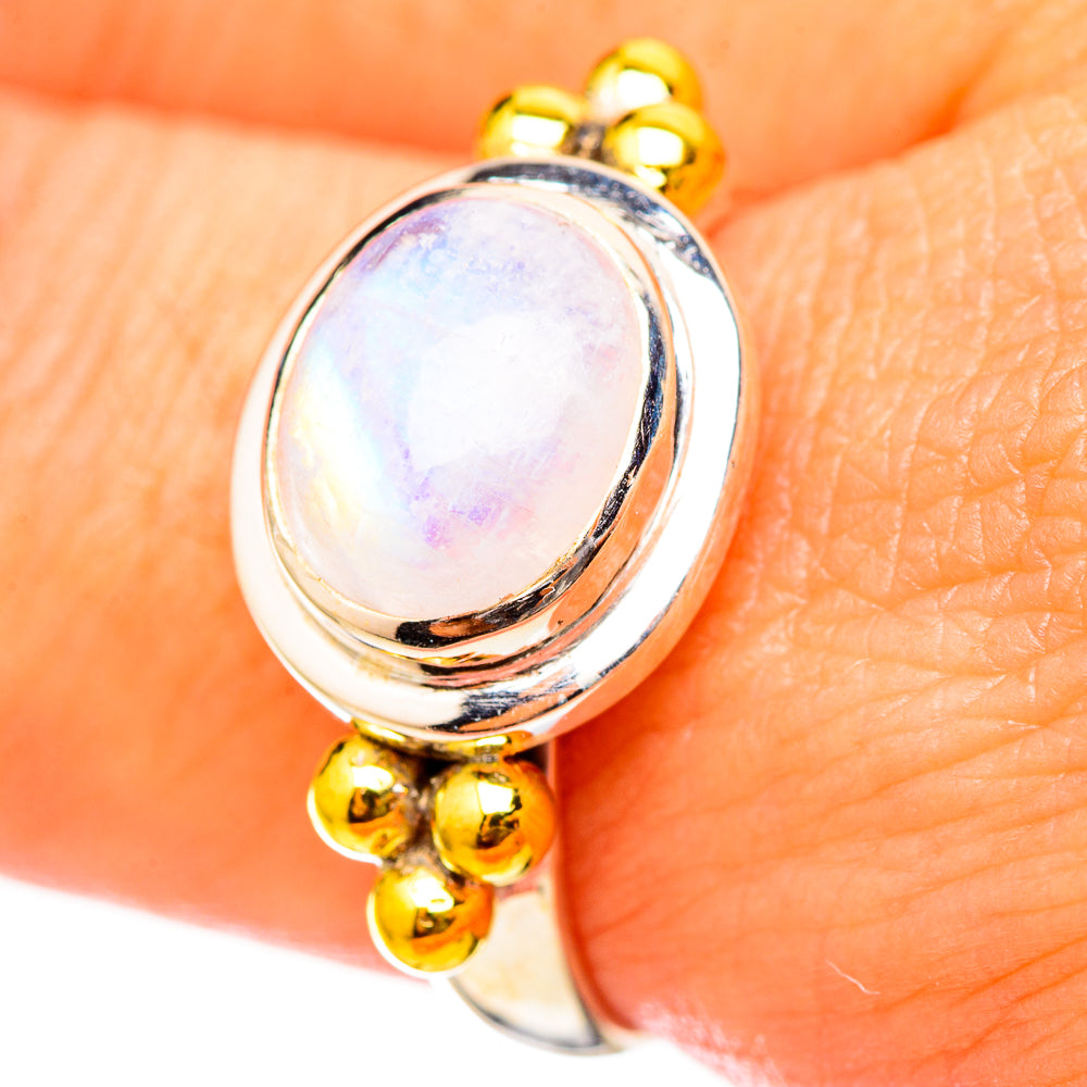 Rainbow Moonstone Rings handcrafted by Ana Silver Co - RING115498