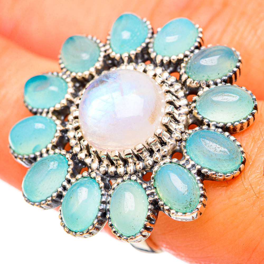 Rainbow Moonstone Rings handcrafted by Ana Silver Co - RING115503