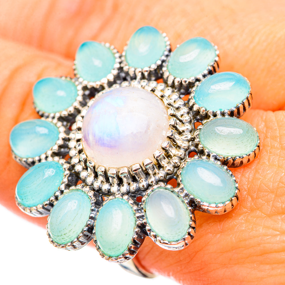 Rainbow Moonstone Rings handcrafted by Ana Silver Co - RING115524