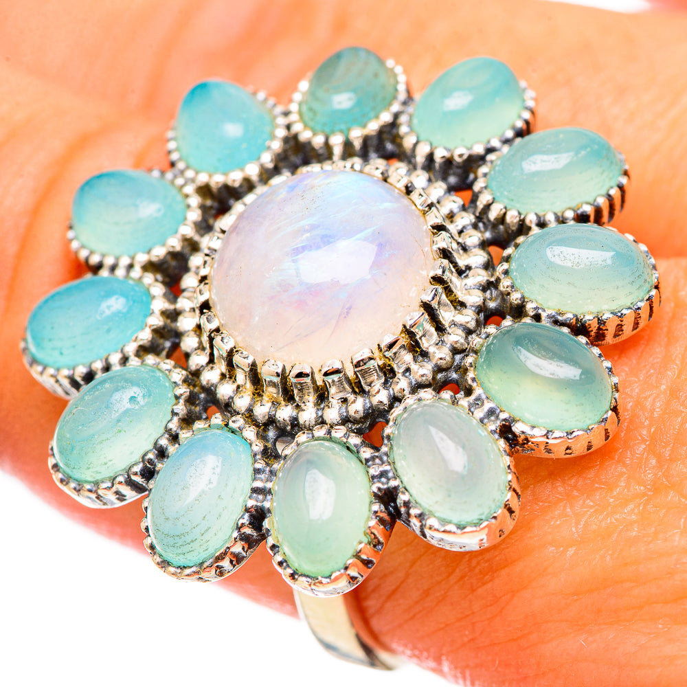 Rainbow Moonstone Rings handcrafted by Ana Silver Co - RING115548