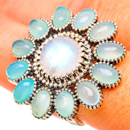 Rainbow Moonstone Rings handcrafted by Ana Silver Co - RING115561