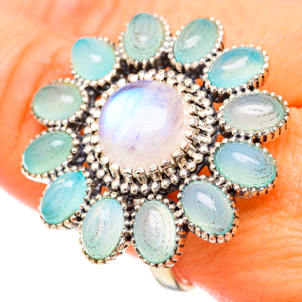 Rainbow Moonstone Rings handcrafted by Ana Silver Co - RING115576
