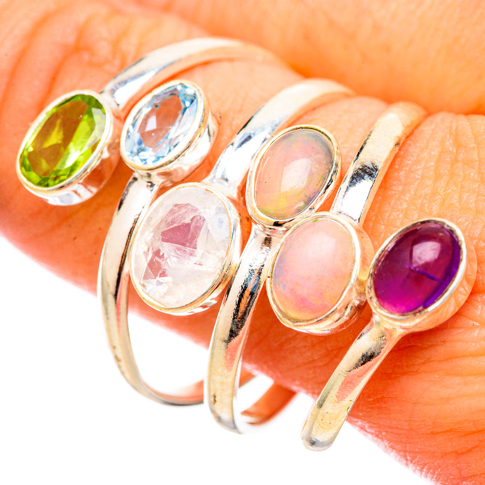 Rainbow Moonstone Rings handcrafted by Ana Silver Co - RING115591