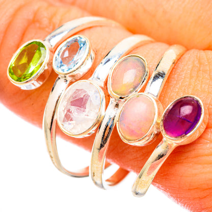 Rainbow Moonstone Rings handcrafted by Ana Silver Co - RING115591