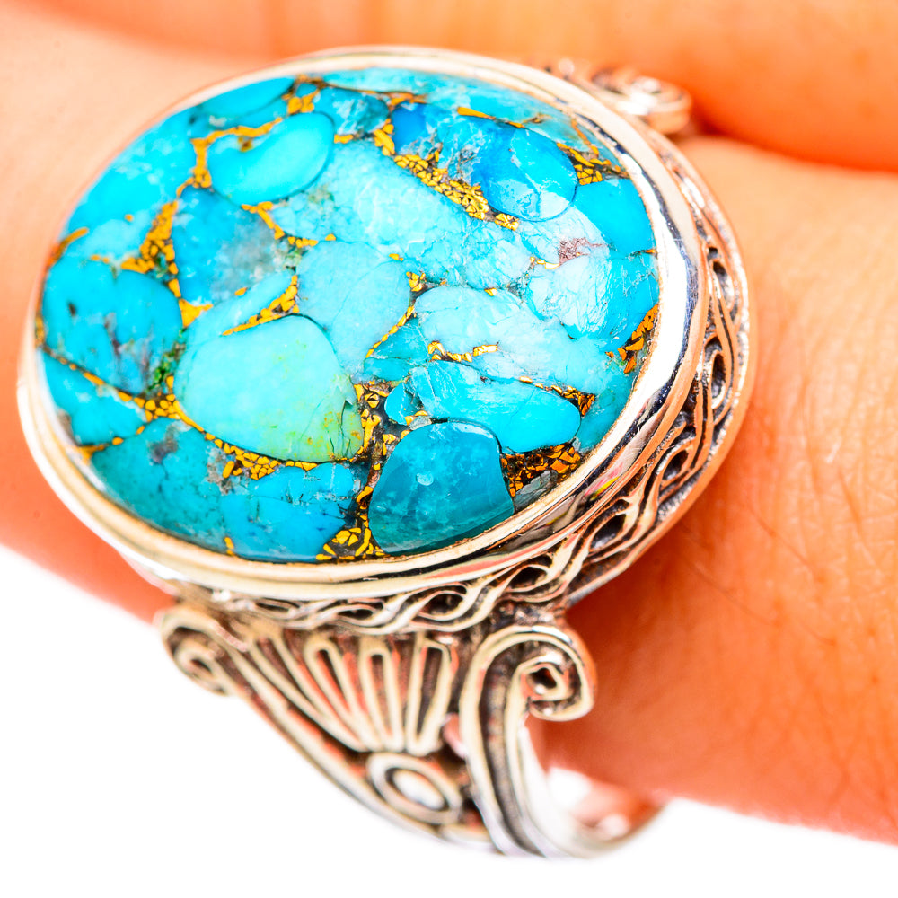 Blue Copper Composite Turquoise Rings handcrafted by Ana Silver Co - RING115596