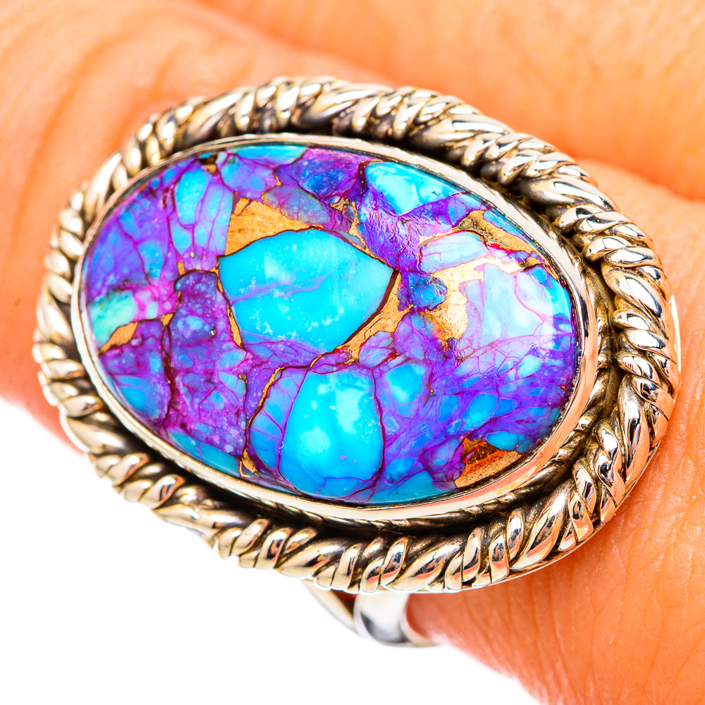 Purple Copper Composite Turquoise Rings handcrafted by Ana Silver Co - RING115607