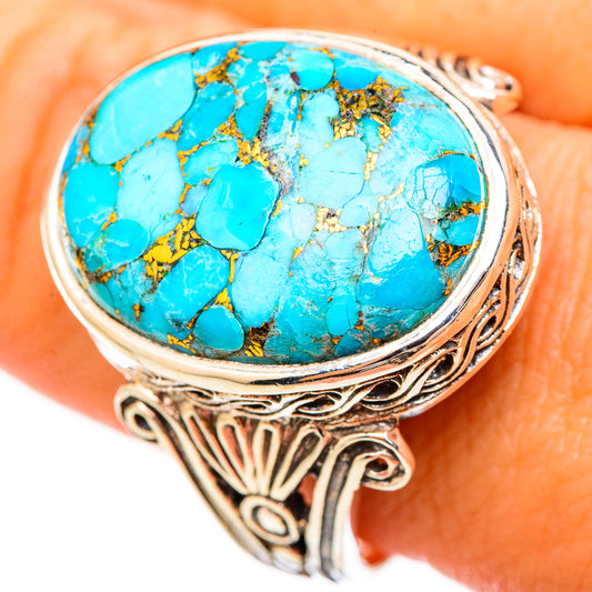 Blue Copper Composite Turquoise Rings handcrafted by Ana Silver Co - RING115661